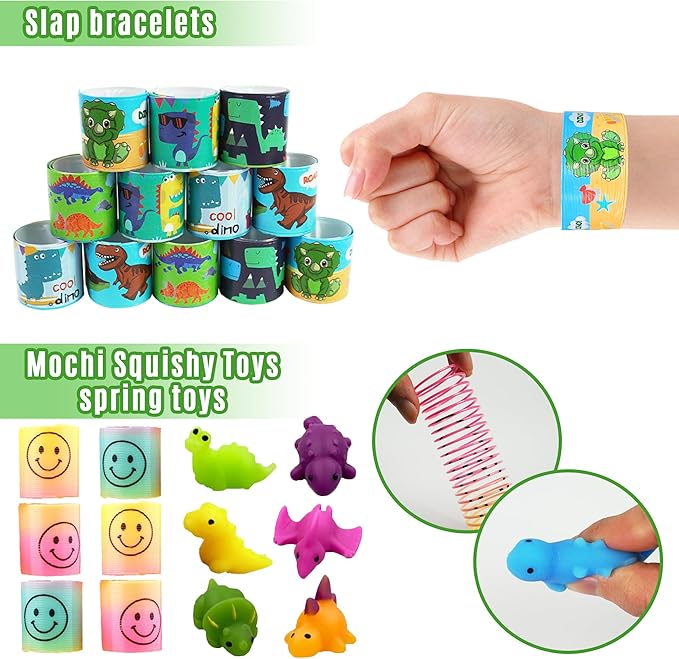 Dinosaur Party Favors Dinosaur Figures Goodie Hatching Eggs Cars Bracelets Gifts Pinata Filler Bulk Toys for Dinosaur Party Boy Kid Birthday Party Stuffers Supplies (Style 01)