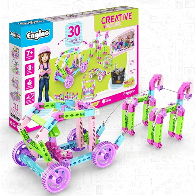 Engino STEM Girls Building Toys, 30 Motorized Model Set, Educational Set for Ages 6+, Construction Toys, Gifts for Girls, STEM Projects