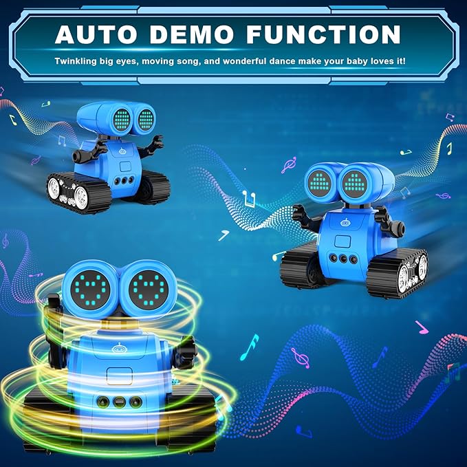 Hamourd Robot Toys for Boys Girls, Emo Robot with Walkie-Talkie Function, Gesture Sensing, Flexible Head & Arms, Programming Motion, Dance Moves, Music, Multi-Mode LED Eye, Toys for Ages