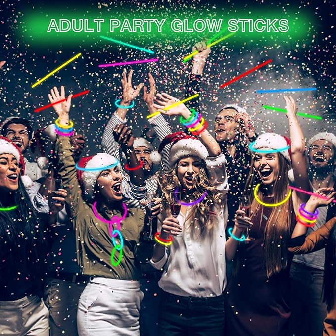 Glow Sticks Bulk - Ultra Bright 500 Party Pack with Connectors for Christmas, Neon Birthday and Holidays - Multicolor 8" Glow Sticks Necklaces Bracelet