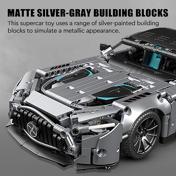 Racing Car Building Kit for Adults,1:14 MOC Super Sports Car Building Blocks Construction Sets, Buildable Supercar Model for Kids Gift Giving or Collection(1466pcs)