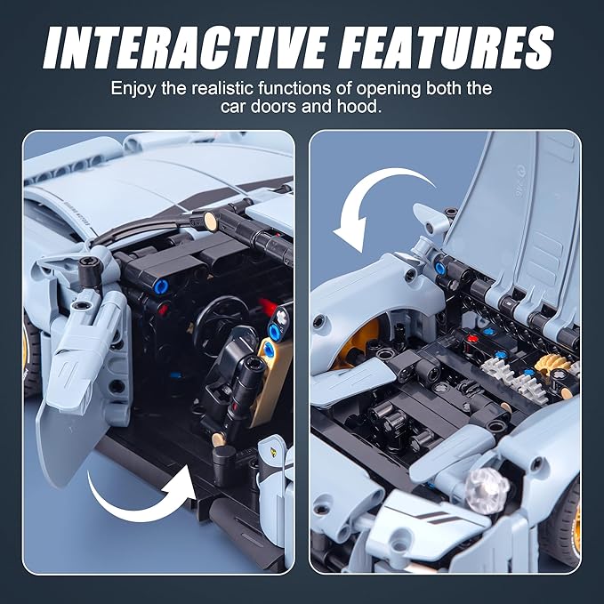 Technic Car Building Blocks Set for Adults, 1465 Pieces 1:14 Super Sports Car Model Building Kits, Racing Car Collectible Gifts for Men Teenagers Boys Aged 12+