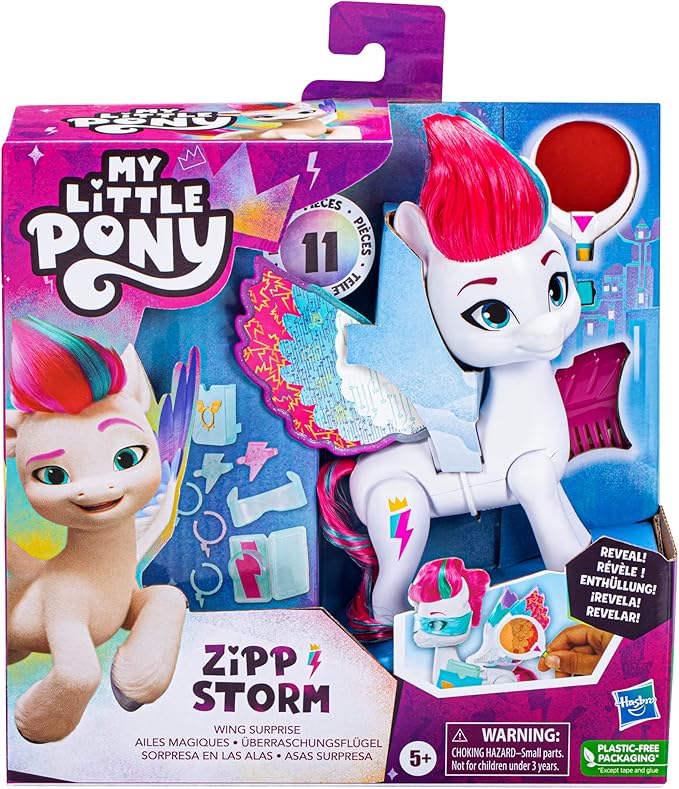 My Little Pony Dolls Zipp Storm Wing Surprise, 5.5-Inch Toy with Wings and Accessories, Toys for 5 Year Old Girls and Boys