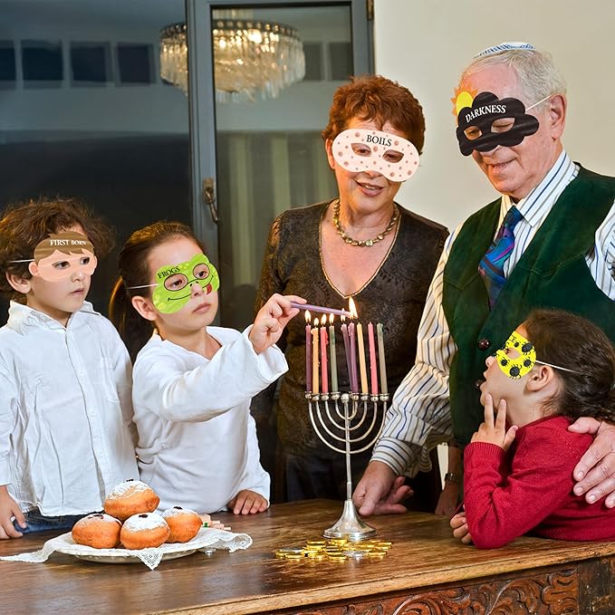 TICIAGA DIY Coloring Passover Masks - 30PCs Color Your Own Passover Masks Kit for Kids 10 Plagues DIY Magic Art Craft Kits DIY Passover Party Costume Decorations Accessories for Classroom Activities