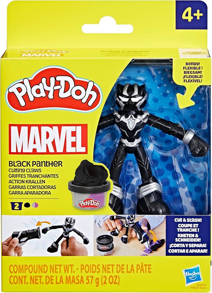 Play-Doh Marvel Black Panther Cutting Claws with Bendy Action Figure, Imagination Toys for 4 Year Old Boys and Girls and Up