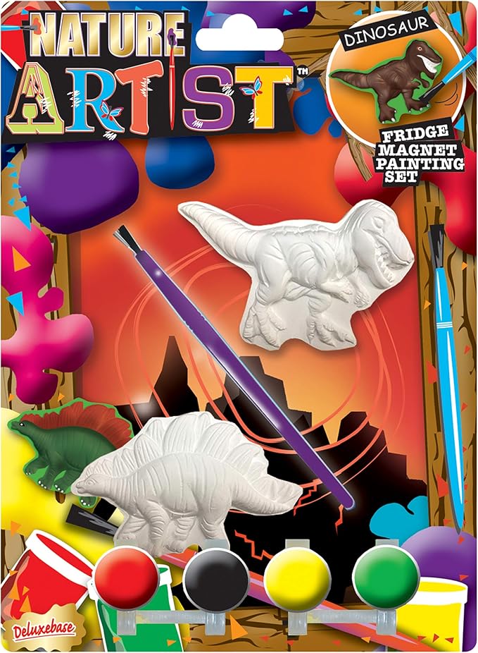 Dinosaur from Deluxebase. Fridge Magnet Painting Set and Colorful Arts and Crafts for Kids, Great for Animal Party Favors and Creative Toys.
