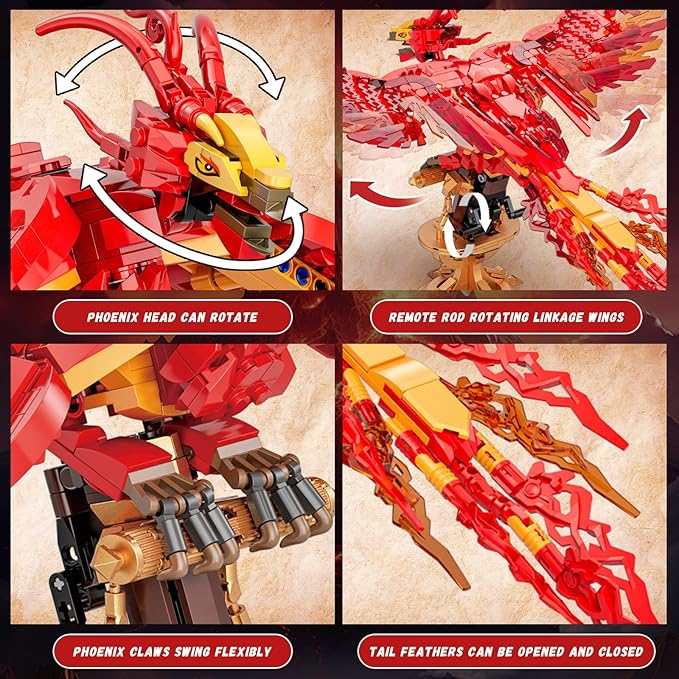 YEECHAO Harry Fire Phoenix Building Set, Magic Potter Phoenix Collection Model for Adults, Compatible with Lego Bird, Ideas HP Building Toy Gift for Kids Boys and Girls Ages 6+ (938 PCS)