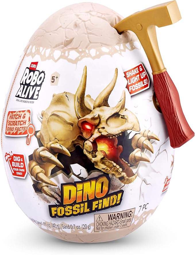 Robo Alive Mini Dino Fossil Find (2 Pack, Troodon & Kosmoceratops) by ZURU Boys 5+ Dig and Discover, STEM, Excavate Prehistoric Fossils, Educational Toys, Great Science Kit Gift for Girls and Boy