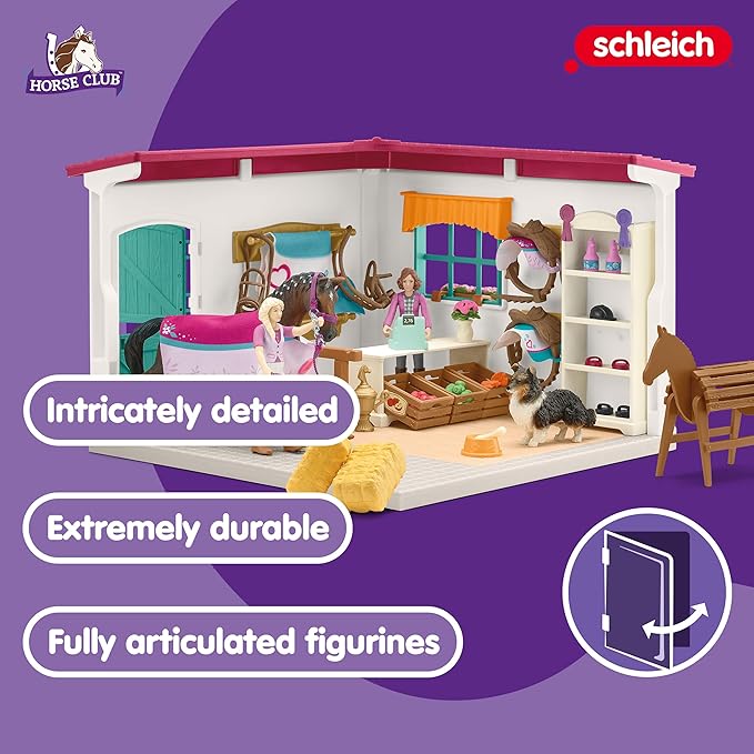 Schleich Horse Club — Horse Shop, 67 Piece Tack Shop Horse Play Set with Horses and Riders, Farm Play Set for Children Ages 5+