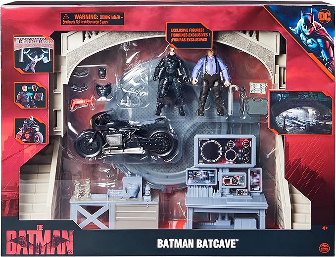DC Comics, Batman Batcave with Exclusive Batman and Penguin Action Figures and Batcycle, The Batman Movie Collectible Kids Toys for Boys Ages 3 and up