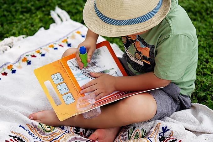 Magic Water Reveal Coloring Pad for Kids and Toddlers Ages 3+, Noah's Ark, Mess-Free Coloring Fun with Reusable Pages, Drawing, Traveling Toys (Orange)