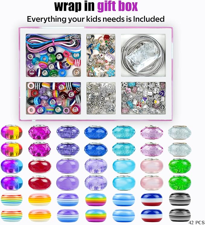 Gionlion Charm Bracelet Making Kit, Jewelry Making Kit Trendy Stuff for Kids Ages 6-12, Unicorn Toy Cute Stuff for Teen Girls Gifts Birthday Gift, Crafts for Girls 6 7 8 9 10 11 12 Year Old