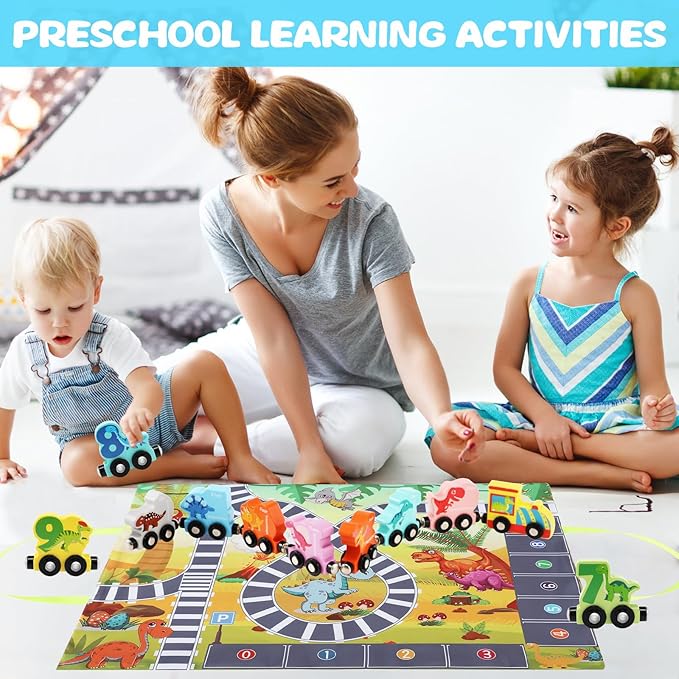 Wooden Dinosaur Magnetic Train Set for Toddlers 2-4 Dinosaur Toys for Kids Train Toys for Toddlers 3-5 Magnetic Train Car Toys for Toddlers