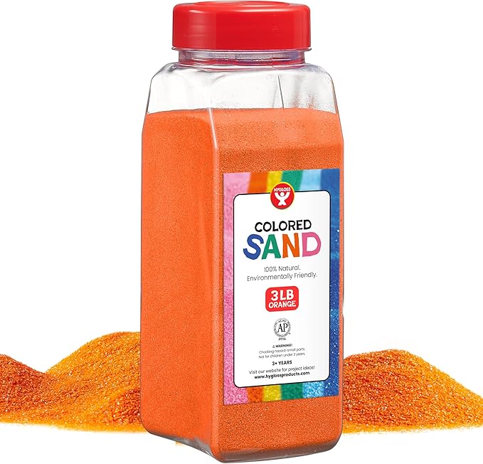 Hygloss Products, Inc HYX29307 Hygloss Products Play Assorted Colorful Craft Art Bucket O' Sand, 3 lb, Orange, 3-Pound