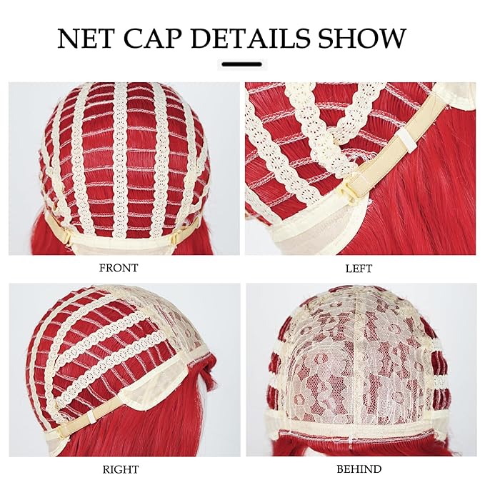 Probeauty Mermaid Wig, Red Long Wave Cosplay Wig with Necklace Bracelet Earrings Ring for Halloween Costume 21 Inches