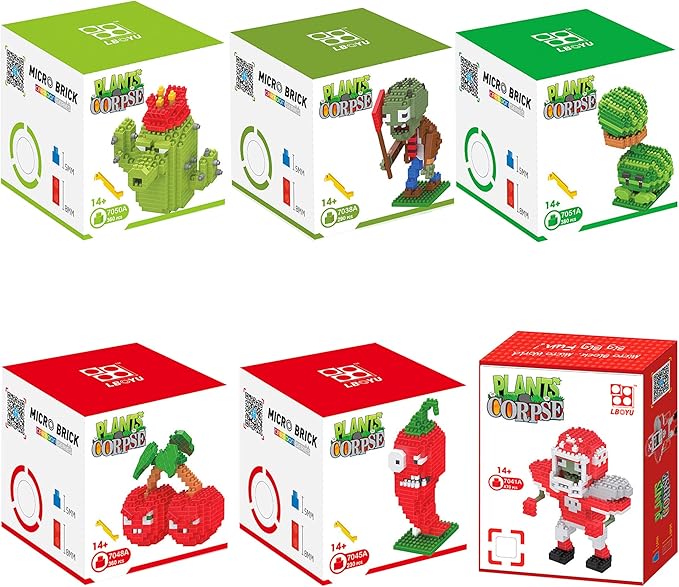 Plants vs. Zombies Building Blocks 2090 PCS Contain Flag &Football Zombie/Melon-pult/Jalapeno/Cherry Bomb/Cactus Assembly Model Toys Set for Girls Boys Brithday, Christmas