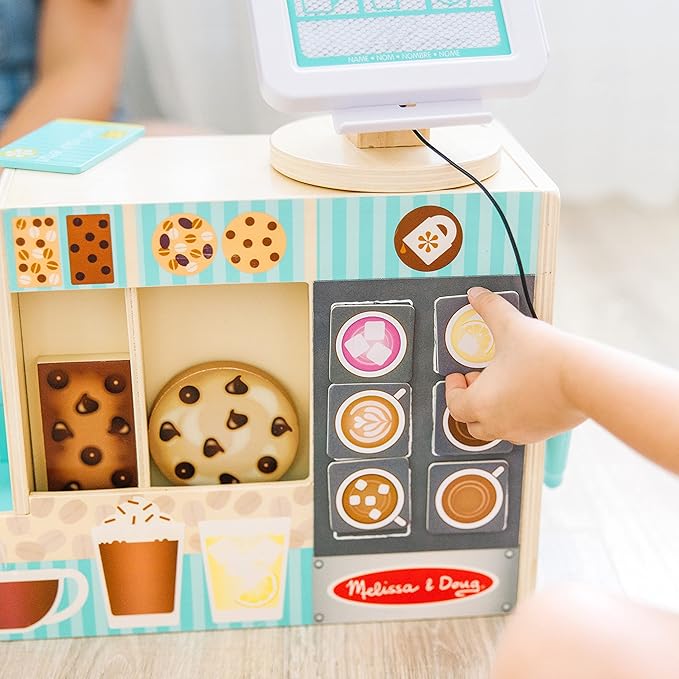 Melissa & Doug Wooden Café Barista Coffee Shop (35 Pieces) - FSC Certified