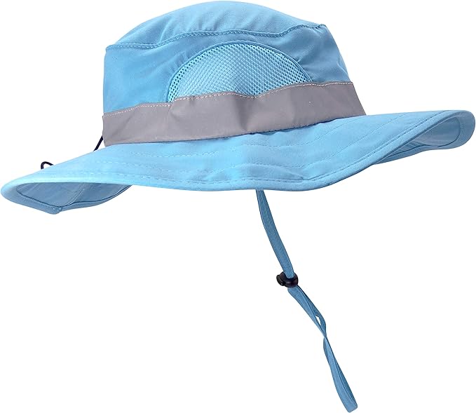 Multi-Piece Set Cargo Vest with Reflective Safety Straps, 1 8x21 Magnification Binoculars and Safari Hat for Boys and Girls (Small/Medium, Light Blue Vest, Hat and Binoculars)