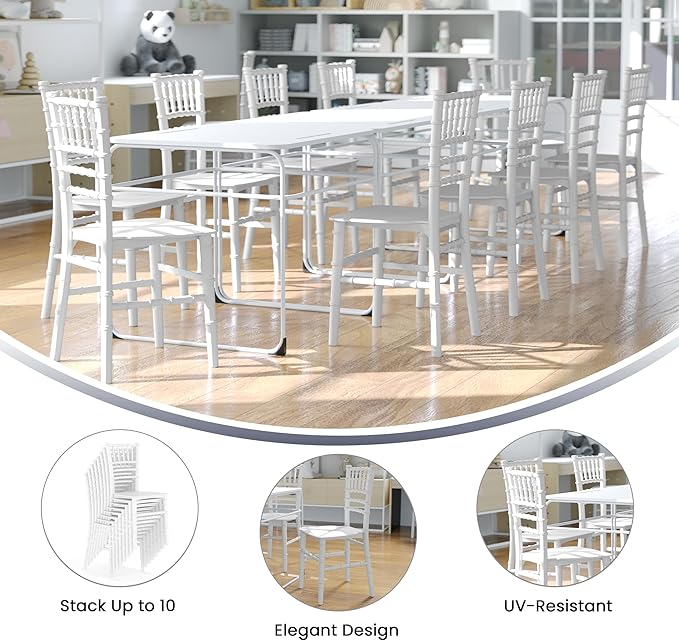 Flash Furniture Hercules Series Children's Resin Event Chair, Commercial/Residential All Occasion Chair, 330 lb. Static Weight Capacity, White