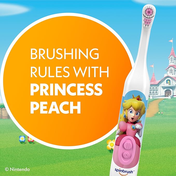 Spinbrush Princess Peach Kids Electric Battery Toothbrush, Soft, 1 ct