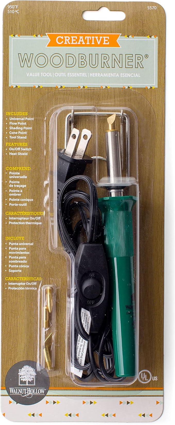 Walnut Hollow Creative Woodburner Introduction Value Tool for Beginner Wood Burning, 4 Points (Tips), Wood Burning Pen