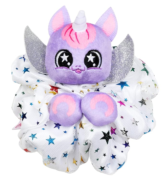 ScrunchMiez Giantz, these cute "oversized" scrunchies magically transform from hair accessory to lovable plush collectible friend and backpack clip! - Unicorn