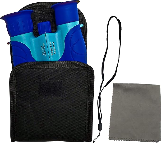 Multi-Piece Set Cargo Vest with Reflective Safety Straps, 1 8x21 Magnification Binoculars and Safari Hat for Boys and Girls (Medium/Large, Dark Blue Vest, Hat Binoculars)