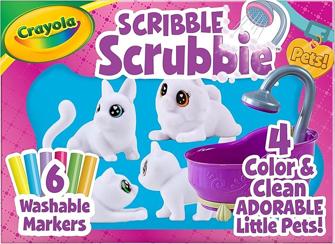Crayola Scribble Scrubbie Pets Tub Set, Washable Pet Care Toy, Reusable Animal Toys for Girls & Boys, Gifts for Kids, Ages 3, 4, 5