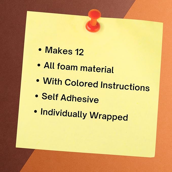 4E's Novelty Scarecrow Fall Crafts for Kids (12 Pack) Foam Self Adhesive, Crafts for Kids Bulk with Magnet, Halloween, Thanksgiving DIY Party Favors Activity for Ages 3-12