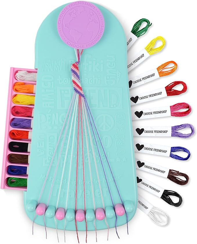 Choose Friendship, My Friendship Bracelet Maker®, an American Original | 20 Pre-cut Threads - Makes Up to 8 Bracelets | Craft Kit, Kids Jewelry-Making Kit, Gifts for Girls 8-12
