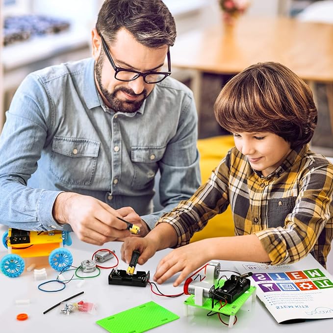 Poraxy 5 Set STEM Science Kits for Kids Ages 8-12, Robotics Model Car, Toys for Ages 8-13, Building Engineering Experiment Projects, Birthday Gifts for Boys Girls 6 7 8 9 10 11 12 13 Year Old