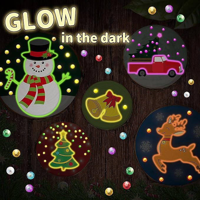 Bamamon Painting Crafts Kit for Kids, Glow in The Dark Arts & Crafts Set for Girls Boys Ages 4-12,Wood Slice Craft Creative Activities, Valentines Gifts Party Favors Toy for Kids (24Pcs)