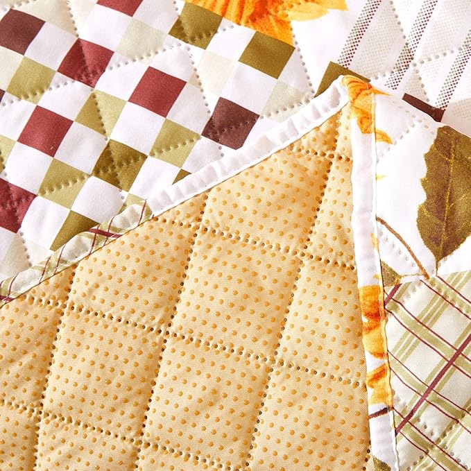 EVENHUG Recliner Sofa Cover Patchwork Floral Sofa Slipcover Washable Couch Cover for Reclining Couch Furniture Protector Cover with Elastic Straps for Pets Kids Dog Cat (Recliner,Yellow)