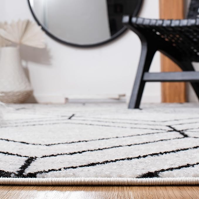 SAFAVIEH Adirondack Collection Runner Rug - 2'6" x 6', Ivory & Black, Modern Geometric Design, Non-Shedding & Easy Care, Ideal for High Traffic Areas in Living Room, Bedroom (ADR241A)