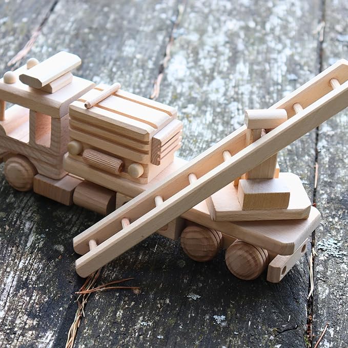 Wooden Fire Trucks - Fire Truck Toys for 3 Year Old Boys - DIY Handmade Toys - Realistic Toys for Boys - Preschool Toys & Preschool Learning Activities
