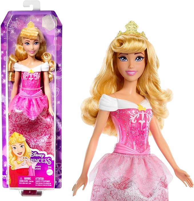 Mattel Disney Princess Toys, Aurora Fashion Doll, Sparkling Look with Blonde Hair, Purple Eyes & Tiara Accessory, Inspired by the Sleeping Beauty Movie