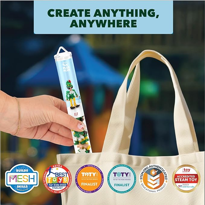 PLUS PLUS – Mini Maker Tube – Elf – 70 Piece, Construction Building Stem Toy, Interlocking Mini Puzzle Blocks for Kids