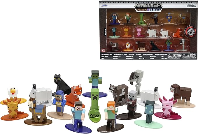 Minecraft Caves and Cliffs 1.65" 18-Pack Series 8 Die-cast Figures, Toys for Kids and Adults