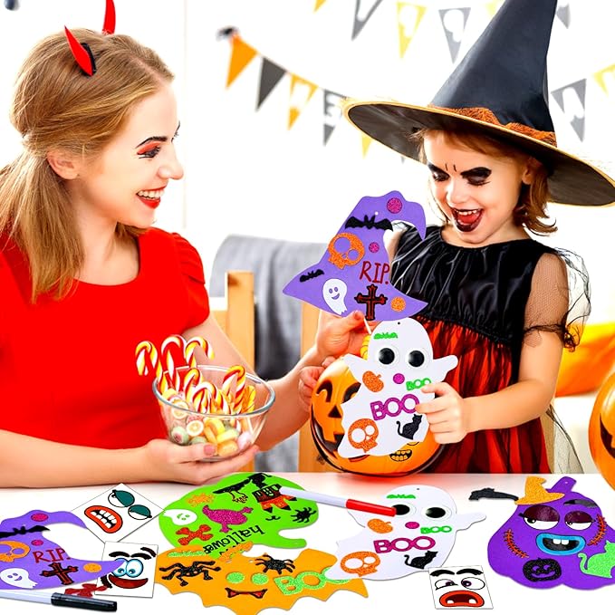 Garma 330PCS Halloween Foam Stickers Set, Pumpkin Ghost Spider Bat Halloween Crafts for Kids DIY Craft Kit Halloween Decorations Party Favors Supplies