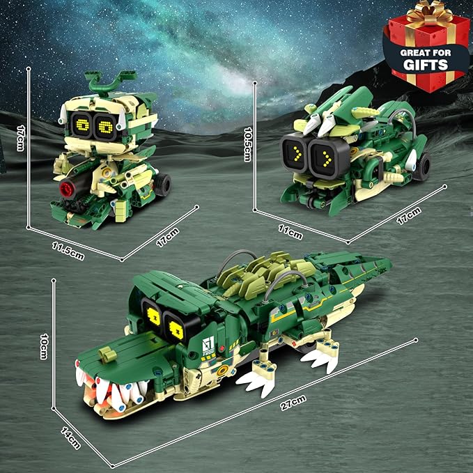 STEM Building Toys for Kids 6-14, Remote & APP Controlled 3in1 STEM Robot Building Kit for Kids with Music Spray, 513 Pcs Building Blocks Set Birthday Xmas Gift Ideas for Boys Girls