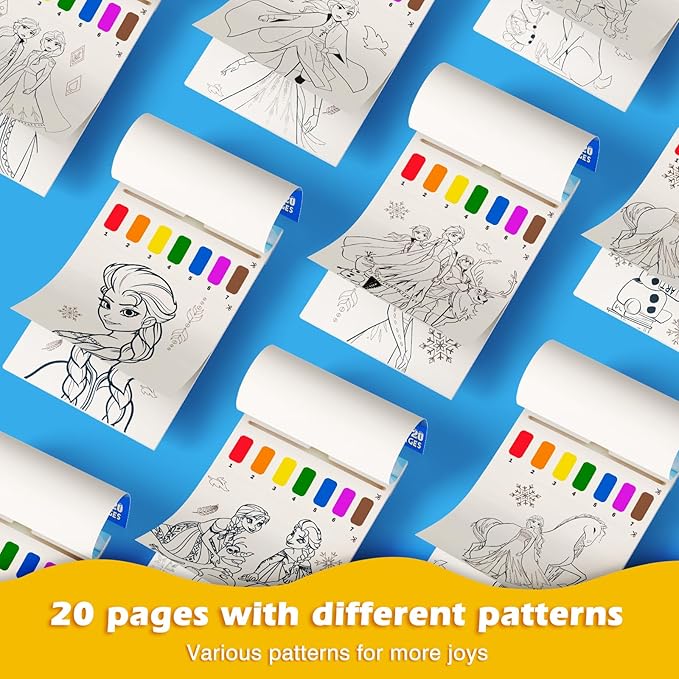 Paint with Water Books for Kids, Water Color Painting Books Kit for Kids Ages 4 5 6 7 8, Cute Cartoon Water Coloring Paint Set Art Craft Gift for Drawing with 2 Brushes