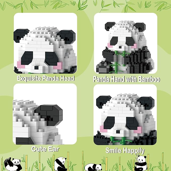 Mini Building Blocks- Bamboo Panda, Party Favors- Micro Blocks Panda Toy for Kids 6 7 8 9 10+, Mini Blocks Building Sets for Adults, Easter/Birthday for Boys and Girls(504PCS)