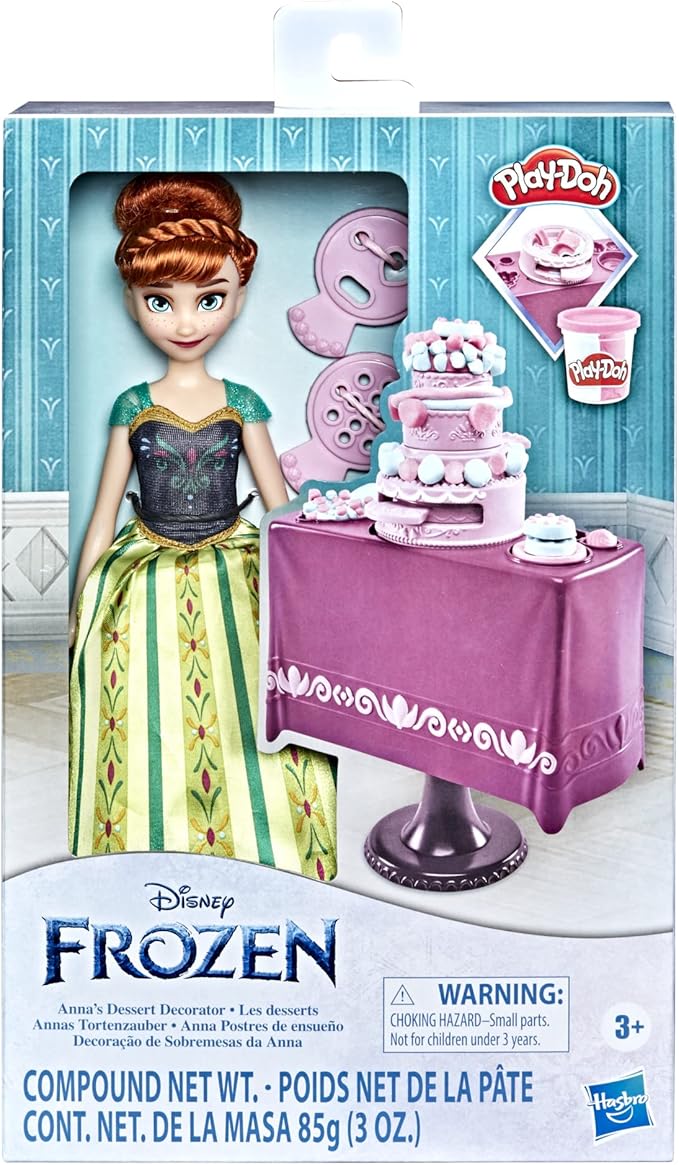 Disney Frozen Anna's Dessert Decorator, Non-Toxic Play-Doh Cake Maker and Fashion Doll, Toy for Kids 3 Years Old and Up