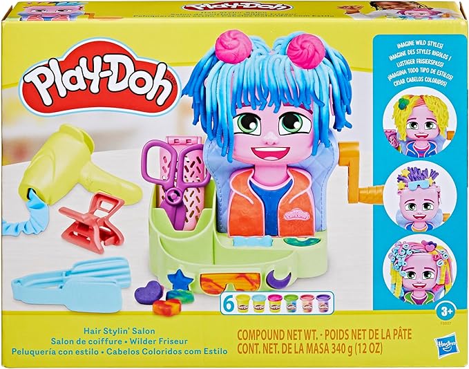 Play-Doh Hair Stylin' Salon Playset with 6 Cans, Pretend Play Toys for Girls and Boys Ages 3 and Up
