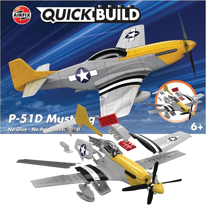 Airfix Quickbuild P-51D Mustang Airplane Brick Building Plastic Model Kit J6016