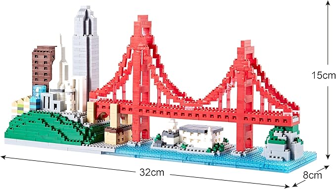 Micro Building Blocks Set for Adults San Francisco Golden Gate Bridge Architecture Skylines Model, Mini Bricks Toy Present for Kids 1610 PCS