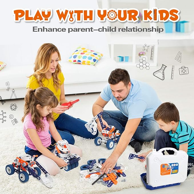 Building Toys for Boys Age 8-12, Boys Toys Age 6-8, Erector Set for Boys 6-8, 152PCS DIY 12 in 1 STEM Toys for 7 8 9 Year Old Boy, Engineering Building Toys for 10 11 12 Year Old