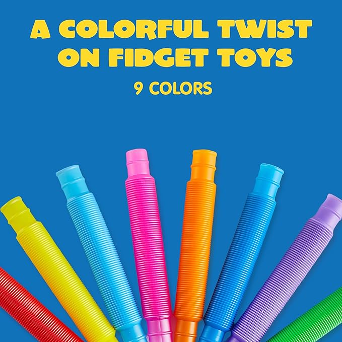 JOYIN 72 Pack Pop Tubes, Sensory Toys（Small） Fidget Tubes Party Favors - 9 Colors, Connectable and Extendable for Stress Relief - Perfect for Party, Classroom Exchange, School Reward