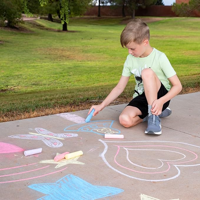 JOYIN 150 Pcs Sidewalk Chalk Set in 30 Packs, 5 Colors, Giant Box Non-Toxic Jumbo Washable Chalk for Outdoor Art Play, Painting on Chalkboard, Kitchen, Blackboard, Playground, Outdoor