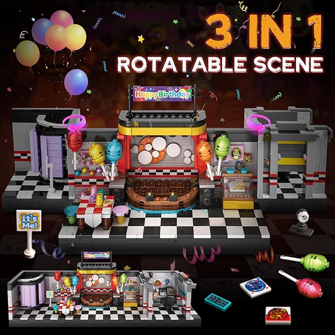 Five Nights Security Breach Stage Building Blocks Toys, Classic Horror Game Stage Building Set, Home Decoration Great Birthday Present for Teens, Collectible Present for Game Fans (1388PCS)